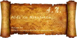 Alács Nikoletta névjegykártya